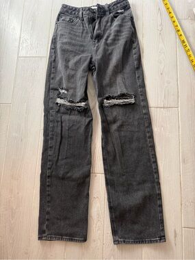 PacSun Black Distressed Straight Leg Jeans